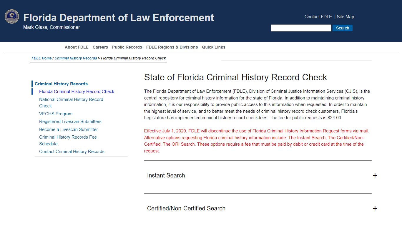 Florida Criminal History Record Check - fdle.state.fl.us